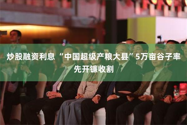 炒股融资利息 “中国超级产粮大县”5万亩谷子率先开镰收割